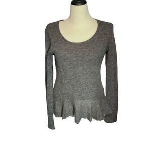 Peruvian connection Gray Audley Peplum Alpaca Sweater